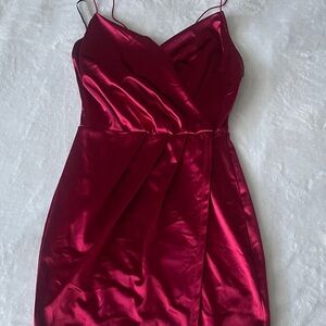 Fashion Nova Burgundy Satin Mini Dress